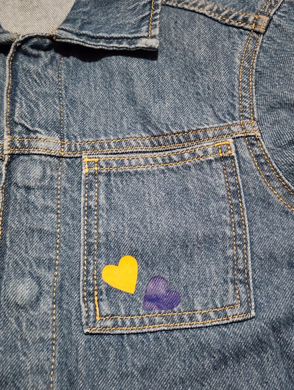 Kids Denim Jacket with NEW YORK & Heart Patches - - Picture 5 of 10